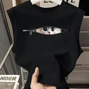 Kaos tanpa lengan warna hitam putih, gaya santai, kasual, serbaguna, melangsingkan, artistik, atasan sporty, atasan pria dan wanita, ringan, bernapas, dan tahan lama.
