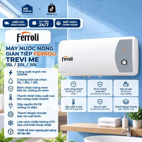 Máy Nước Nóng Gián Tiếp Ferroli Trevi 20L ME 2500W - Chính Hãng, Mới 100%