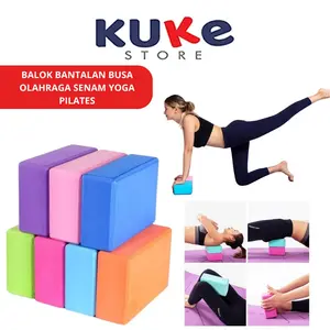 Balok Bantalan Yoga Brick Block Busa Polos Alat Olahraga Senam Lantai