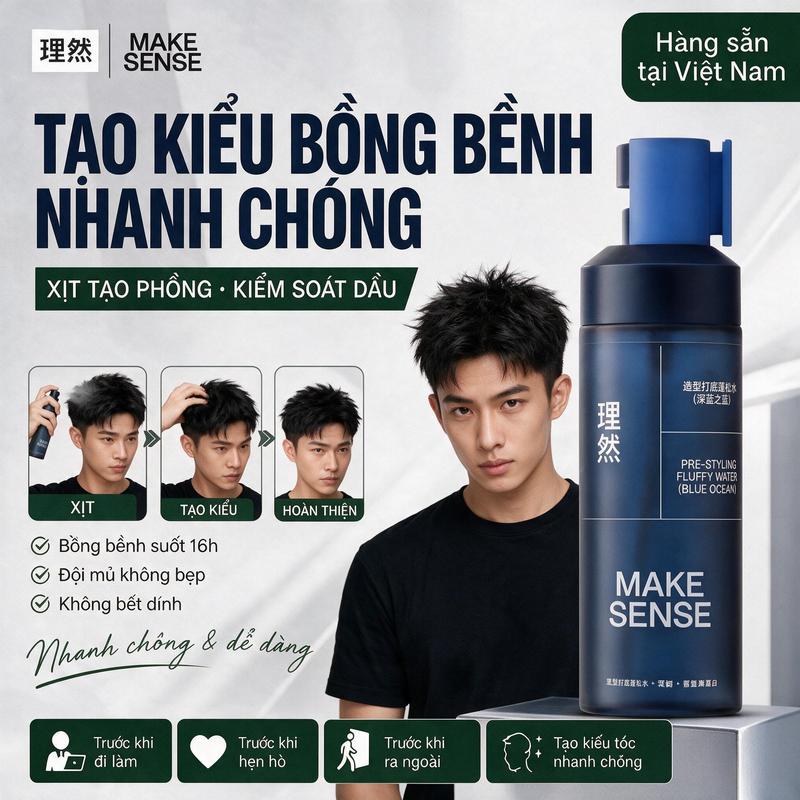 Xịt tạo phồng tóc MAKE SENSE 100ml – Kiểm soát dầu, giữ nếp tự nhiên, tạo kiểu…