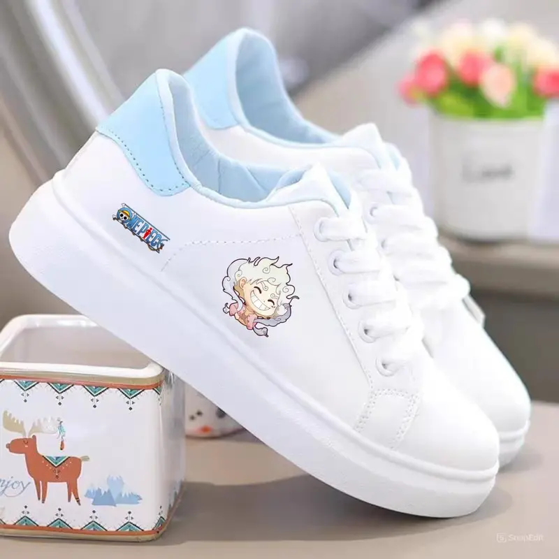 Sepatu Anak Perempuan Luffy One Piece Motif Terbaru - Putih, Pink, Biru - TK/SD 2025 Fashion 6