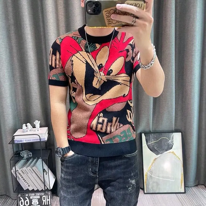 sweater rajut premium oblong rabiet pria Slim-fitting Crew Neck Hitam Santai katun panjang knitwear baju motif cowok atasan sweater resleting Crewneck Navy 2