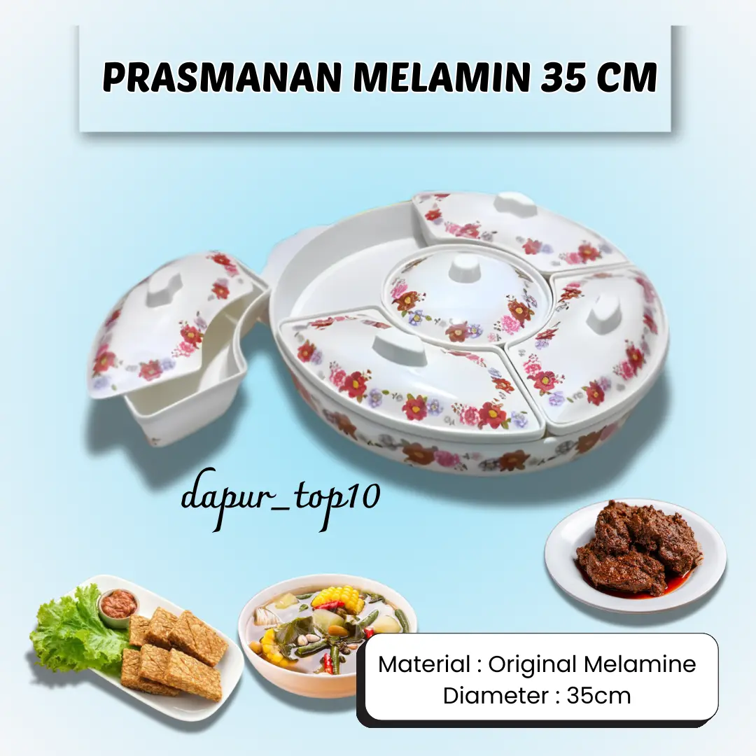 prasmanan melamin 35 CM serbaguna Bulat Putih Set Wadah