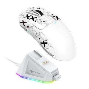 ATTACK SHARK X11 軽量ワイヤレスゲーミングマウス、RGB充電ドック付き、Tri-Mode-2.4G/USB-C有線/ワイヤレス、22K DPI、PAW3311光学センサー、HUYUスイッチ、PC/Mac用5ボタンプログラマブルマウス