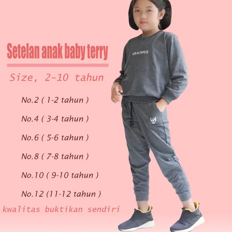 BAJU ANAK SETELAN SWEATER TRENING TRAINING JOGGER OLAHRAGA LAKILAKI/PEREMPUAN 2-10 thn Joger Celana Outdoor Hitam Parsel 7