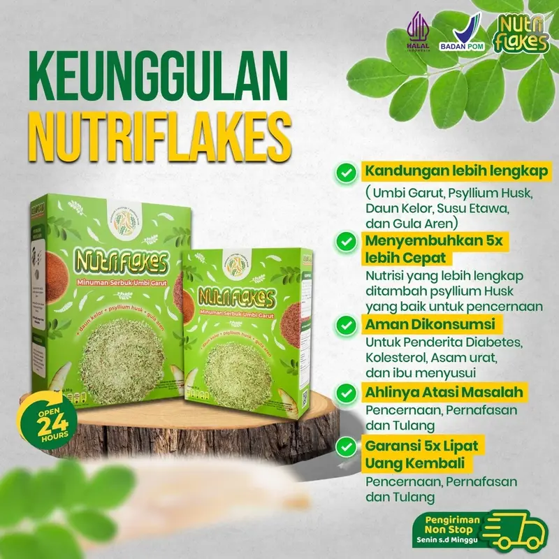 PAKET 3 BOX - NUTRIFLAKES SEREAL UMBI GARUT Granola Kering Susu 4