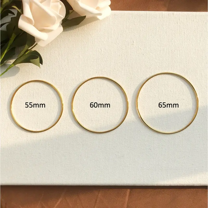 Vòng Tay Mạ Vàng, Vòng Tay Titan Không Gỉ, Thiết Kế Trơn Sáng Bóng, Đơn Giản Và Thanh Lịch, Dành Cho Nữ 5