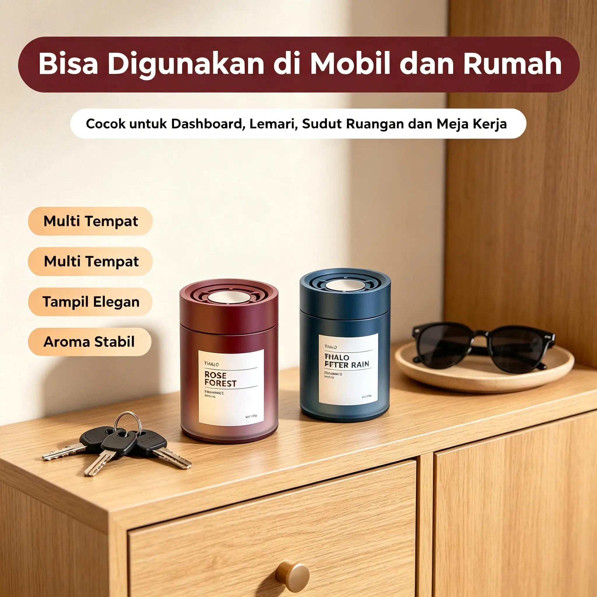Deodoran mobil padat modern 2026 untuk perawatan interior kendaraan, menghapus bau polusi dan kotoran di ruang kabin, pemasangan sangat praktis tanpa alat tambahan, cocok mobil pribadi dan mobil operasional kerja.