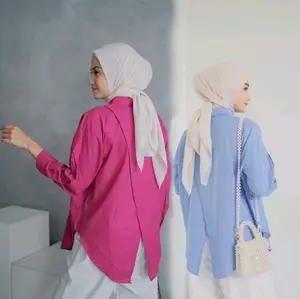Nelka Shirt Linen Kemeja Atasan Wanita Oversize Kantong Lembut