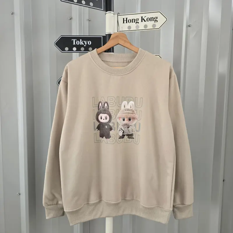 COD Sweater Crewneck wanita motif LABUBU2  Fit to L katun Fleece 6