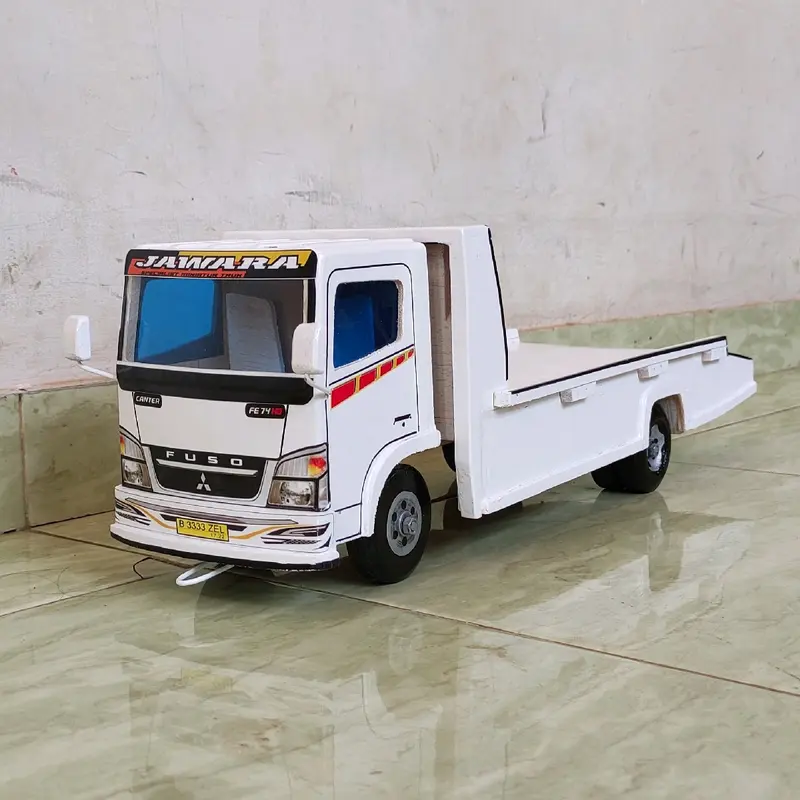 miniatur mobil mainan anak laki truk oleng kayu model truck towing p 50cm foto real pict 5