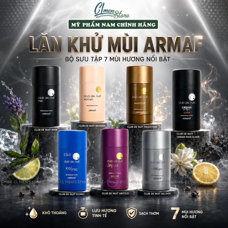 Lăn Khử Mùi Nước Hoa Armaf Club de Nuit Deodorant - 75g - Dạng sáp Unisex