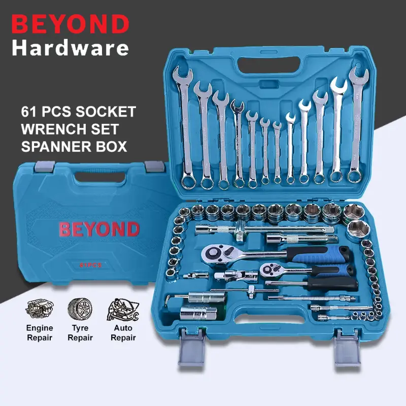 BEYOND 61pcs Combination Socket Wrench Set Automotive Repair Tools Box Ratchet Spanner Kit With Storage Box Hardware Home