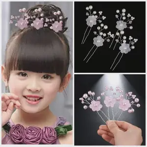 HAFIZAH 1Pcs Hair Flower Hiasan Sanggul Rambut Wedding Bridal Tusuk Konde Anak Cantik Fashion Bunga Bahan ABS Mutiara Buatan Tahan Lama Cocok Untuk Pernikahan Pesta Wisuda Dan Sehari-hari Elegan Dan Tahan Lama