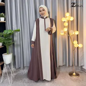 ZARQA - Mahreen Abaya | Gamis Two Tone Material Anti-UV Tangan Lace Premium Motif Payet Rhinestone Remaja Dewasa Busui Kondangan Pengajian