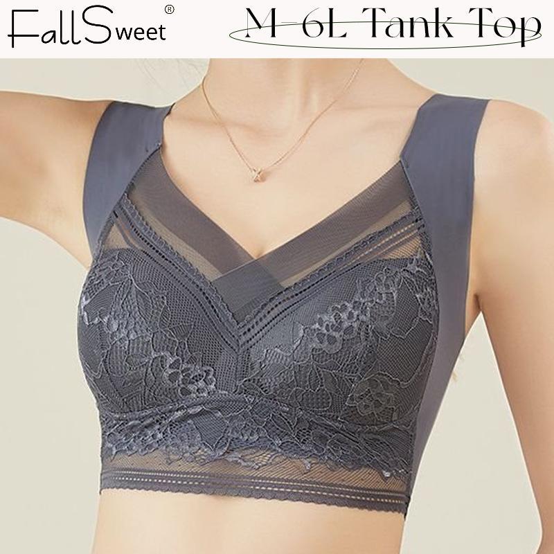Áo Ngực Che Phủ Toàn Bộ Cho Nữ, Không Dây, Ngoại Cỡ L-6L, Áo Ngực, Thiết Kế Hoa, Áo Ngực Nâng Ngực, Áo Ba Lỗ Ren Gợi Cảm
