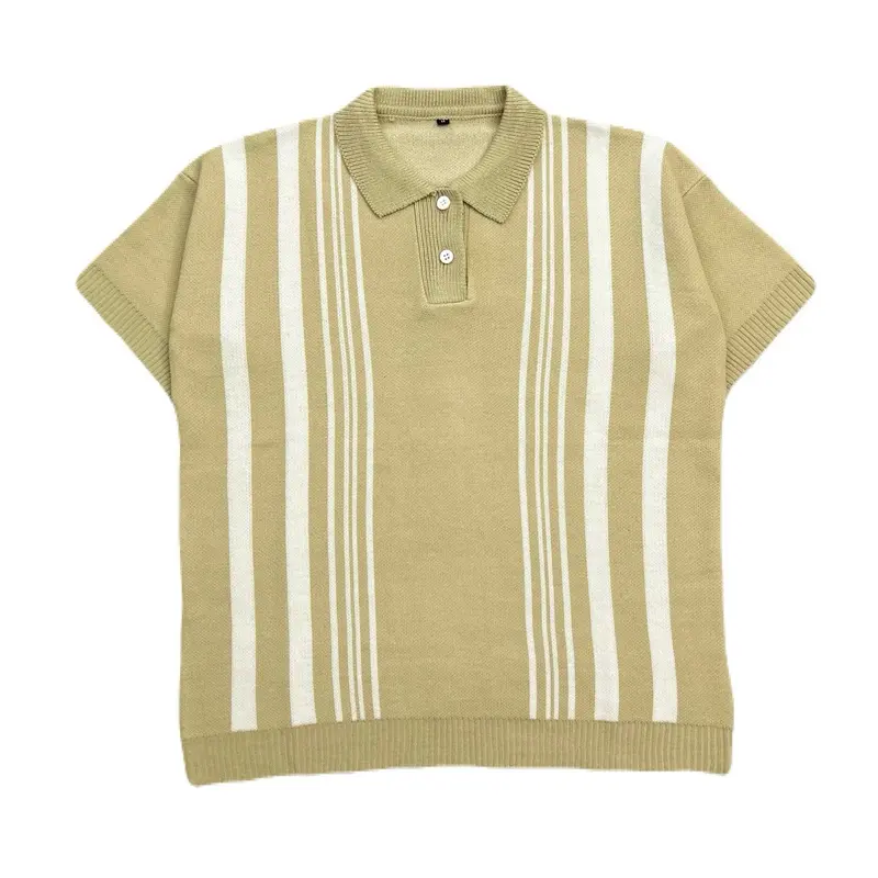 BASIC LAB Polo Stripe Oversize Knit Cream White 0