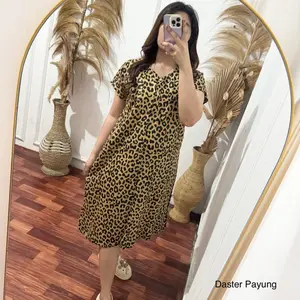 PHS-Daster Amira Ld 104-106 Bahan rayon muat sampai Bb 65kg Cantik Dress Kancing Wanita Nyaman Motif