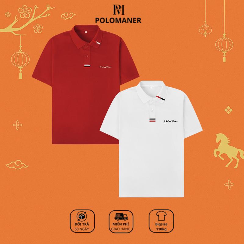    DEAL TẾT 2026   Bộ 2 áo thun polo POLOMAN 14 chất vải CVC cá sấu basic thời trang thanh lịch nam nữ có cổ unisex menswear shirt cặp nhiều màu Ngắn Tay Tay Ngắn 