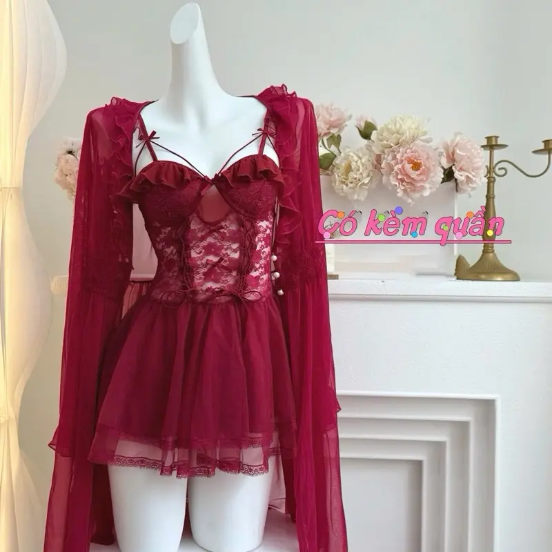 Bộ hai dây đen hồng có mút SP150 cao cấp quảng châu mặc nhà 0