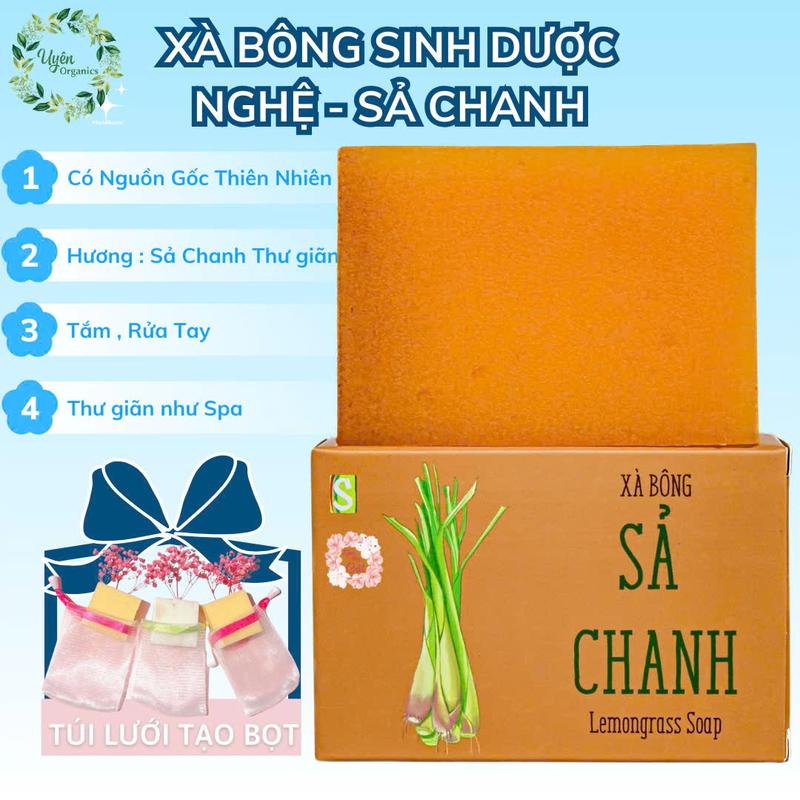 Xà bông sả chanh sinh dược 110gr tặng túi tạo bọt từ hợp tác xã sinh dược,thư giãn như spa bớt nặng mùi tuyến mồ hôi cơ thể