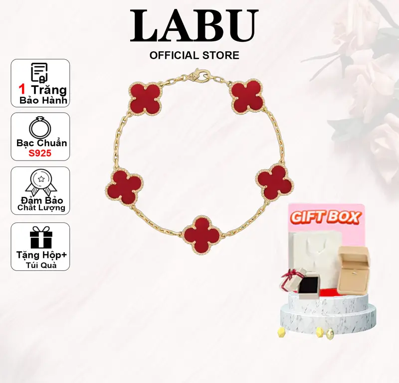 vòng tay Lắc tay hoa 4 lá LABU Không gỉ Five Four Leaf Clovers Bracelet Vang/Silver vòng tay nữ Những phụ kiện tiệc tùng lấp lánh nhất-Quà tặng/Ngày lễ/Hàng ngày 6
