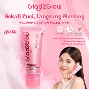 [New] Glad2Glow Niacinamide Serum Facial Wash-Pencuci Wajah Brightening Pembersih Pori Glowing Instant Ceramide Ectoin Sakura untuk Kulit Kusam Berminyak dan Sensitif Mencerahkan Melembabkan Menenangkan Cleanser70ml