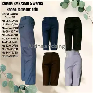 Celana Panjang Smp Sma Seragam Sekolah Bahan katun Drill Super Warna Biru Hitam Putih Abu Coklat Pramuka Polos