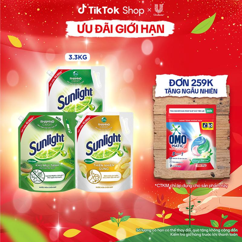 Nước rửa chén Sunlight Thiên Nhiên Sạch Lành Tính Túi 3.3kg 1