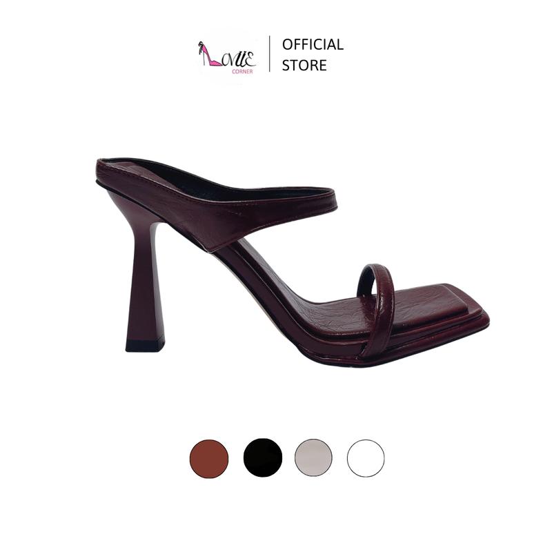 LOVIIECORNER - GUỐC CAO GÓT NỮ MŨI VUÔNG HỞ HẬU - CAO GÓT MULES QUAI MẢNH BASICS GÓT TRỤ CAO 9 PHÂN - 7 PHÂN - DD230762 - DD240734