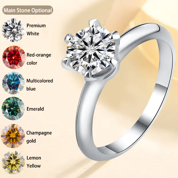【T family six claws 】s925 silver D Moissanite classic engagement ring ring