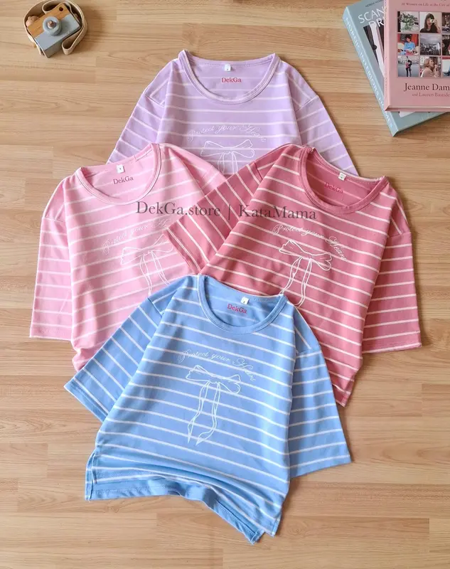 Kaos Anak salur Oversize motif pita kaos Anak perempuan kaos pita kekinian kaos murah 0