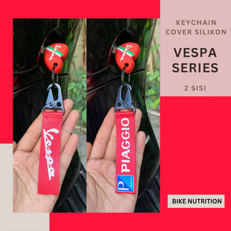GANTUNGAN KUNCI MOTOR VESPA DAN MOBIL KEYCHAIN MOTOR BAHAN LANYARD NYLON BIKIN KECE DAN STYLISH!! 5