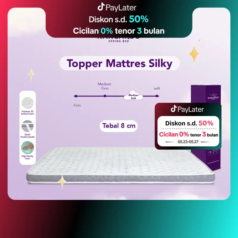 Kangaroo - Topper Mattress Silky - Solusi tidur nyawan di kasur lama- 100x200 120x200 160x200 180x200 Matras 0