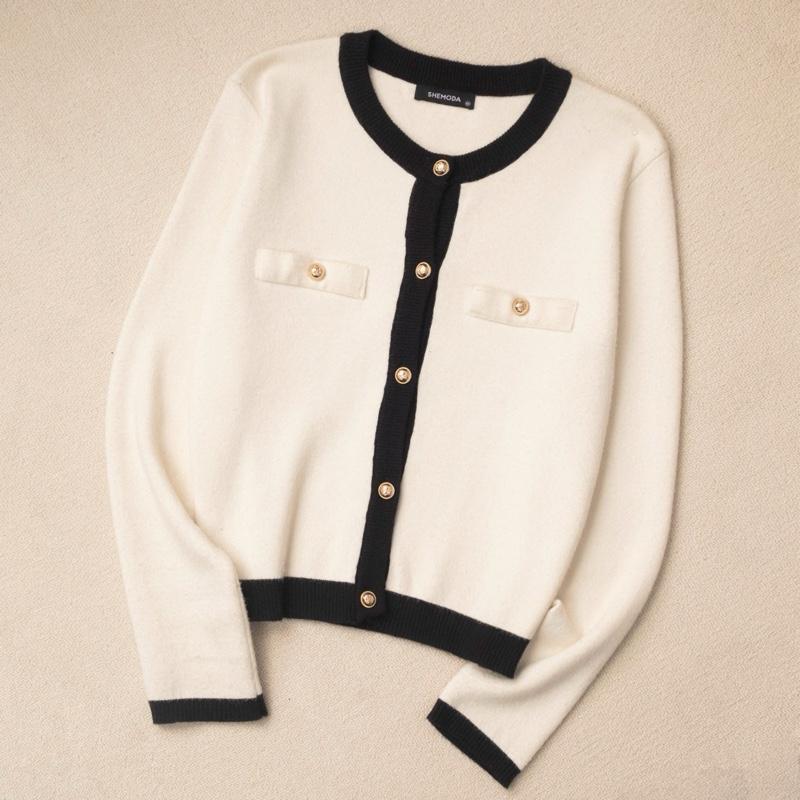 [NEW] Áo Nữ MIX CREAM KNIT CARDIGAN  dệt kim dài tay cao cấp phiên bản 2 màu SHEMODA Top Women