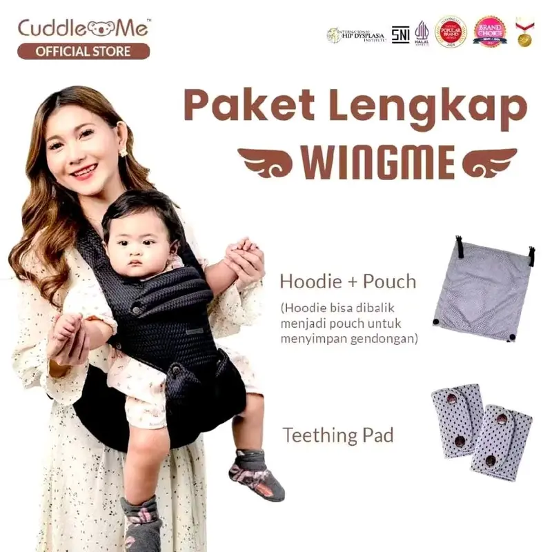 Gendongan Bayi CUDDLEME WINGME Carrier Premium Gendongan Depan Newborn SSC M Shape Hipseat Adjustable 5 Posisi 2