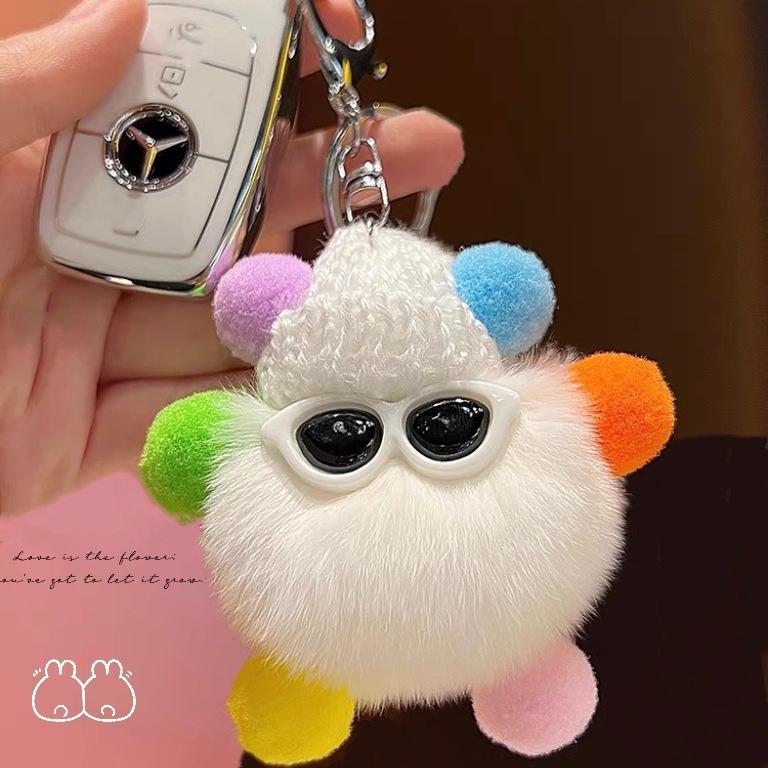 Product Introduction of Cute otes, rabbits, coal ball pendant bag, hair ball dolls, cartoon plush doll keychain 2