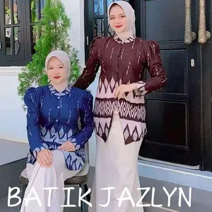 Atasan Batik Wanita Baju Batik Kantor Blus Batik Lengan Panjang motif songkEt Katun Cewek Kerja