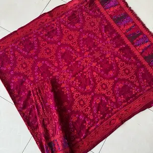 Sutra Jumputan Semi Songket Motif Gringsing Tumpal Bordir Kualitas Premium untuk Pakaian Tradisional