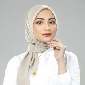 Hijaberies - Paris Basic Japan Square Hijab | Kerudung Segi Empat Muslim Paris Neci Logo Gold  dengan Packaging Pouch