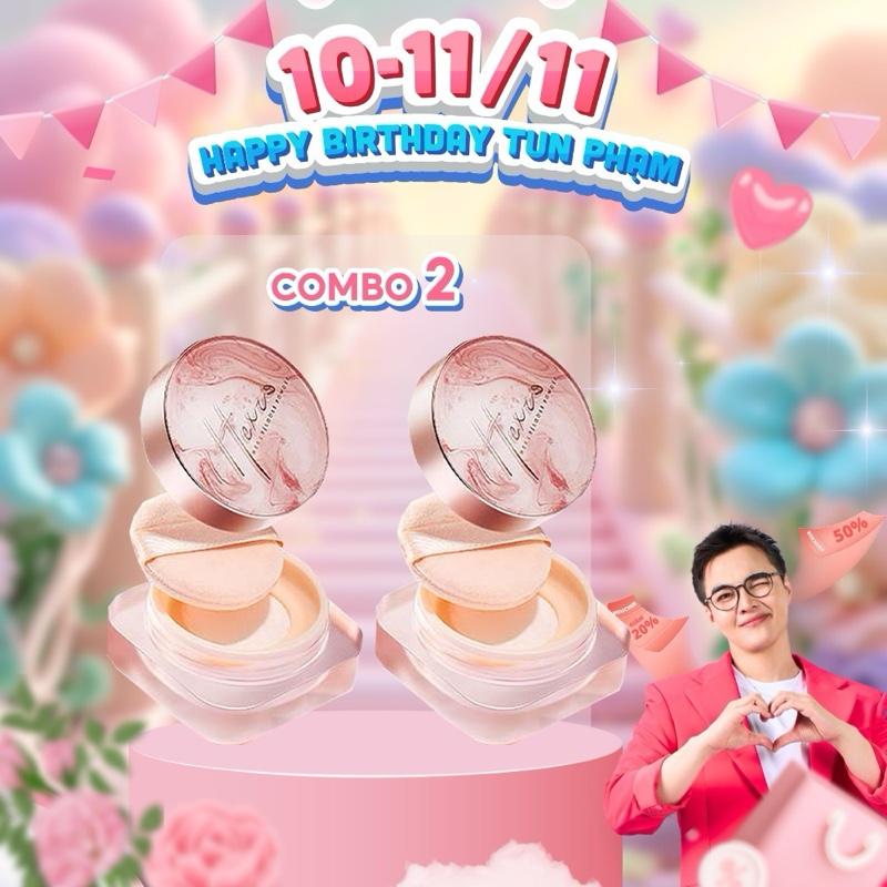 Tunpham97 x Hexze -COMBO 2 HỘP PHẤN PHỦ - Phấn phủ bột mỏng nhẹ HEXZE kiềm dầu chống thấm nước Trang Điểm Mỹ Phẩm
