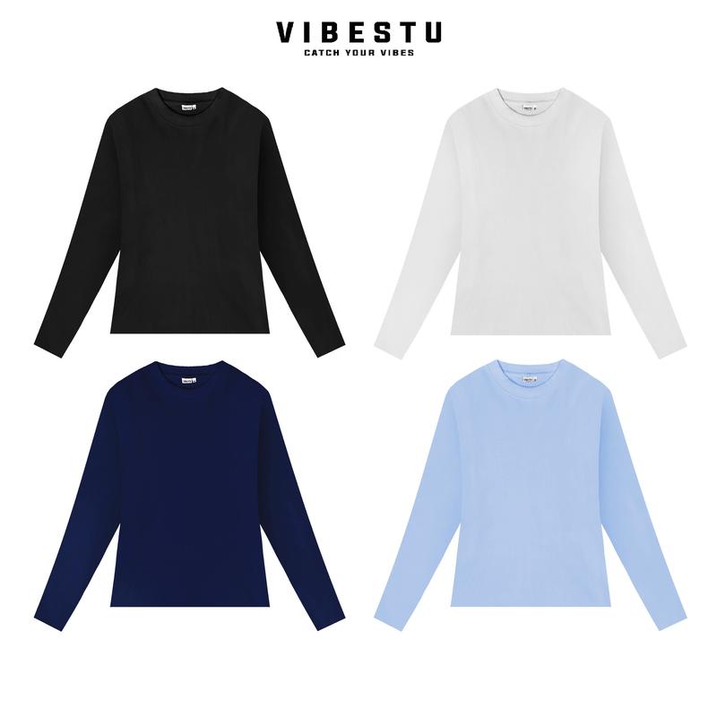 Áo Thun Trơn Tay Dài Baby Tee VIBESTU, Áo Thun Nữ Ôm Body Local Brand Cotton Premium Đã Xử Lý Co Rút