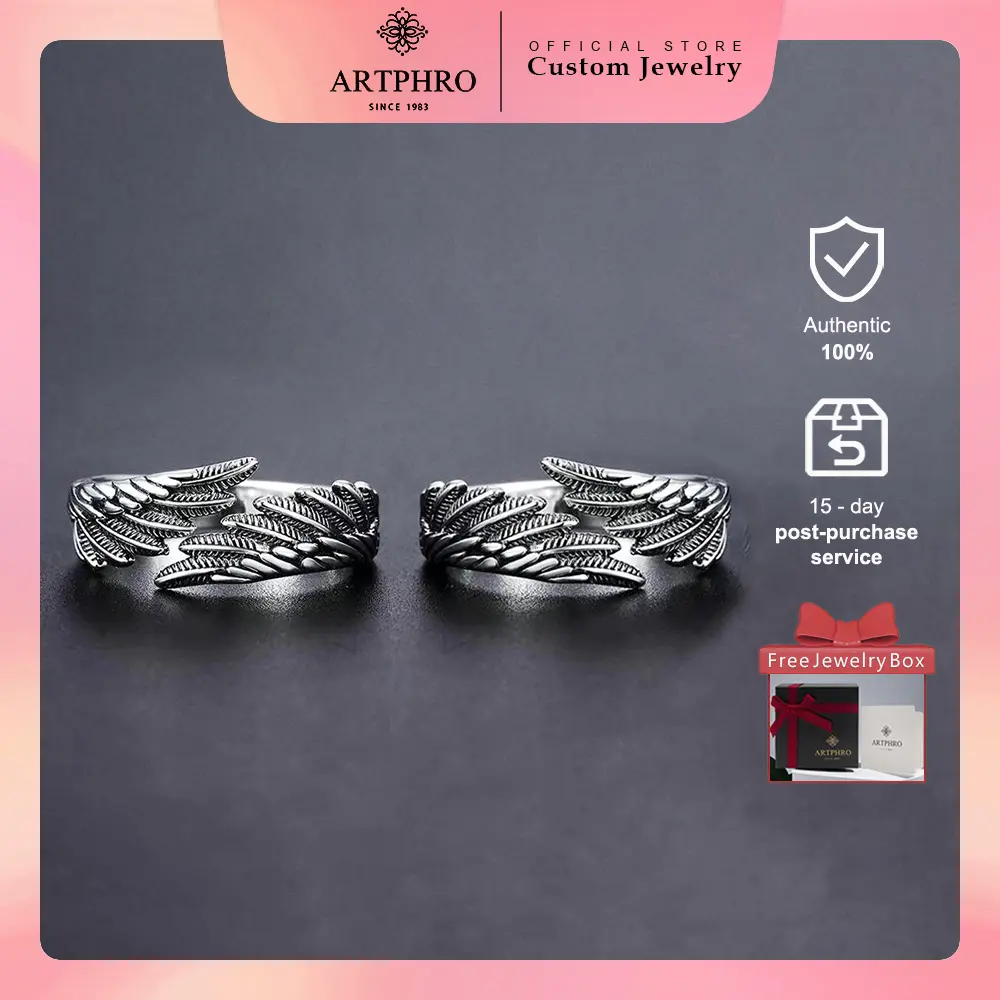 ARTPHRO Angel wing couple ring for Men and Women Retro rings for girl Can be used as promise ring