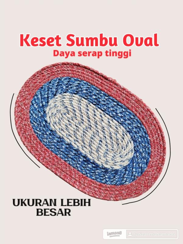 Keset Sumbu Oval Pelangi Anti Slip Daya Serap Tinggi - Lantai, Benang - Klasik Tradisional keset  kaki 1