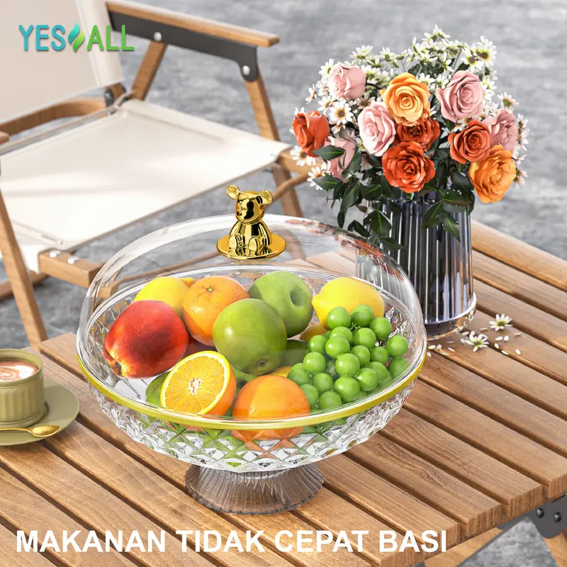 YESALL Keranjang Buah - Tudung Saji Nampan Mangkok Aesthetic Nampan Aesthetic Tudung Saji Estetik Tempat Buah Wadah Saji Piring Buah Rak Buah Kitchenware 1