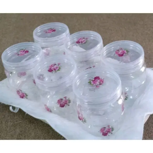 6pcs Balang Kuih Raya Plastik bunga Vatage 750ml + Dulang