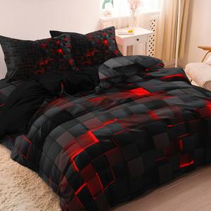 Juego de Funda de Edredón con Estampado Geométrico, 3 piezas por juego incluyendo 1 Funda de Edredón y 2 Fundas de Almohada sin Relleno, Juego de Ropa de Cama Suave y Cómoda para Hogar, Dormitorio y Hotel