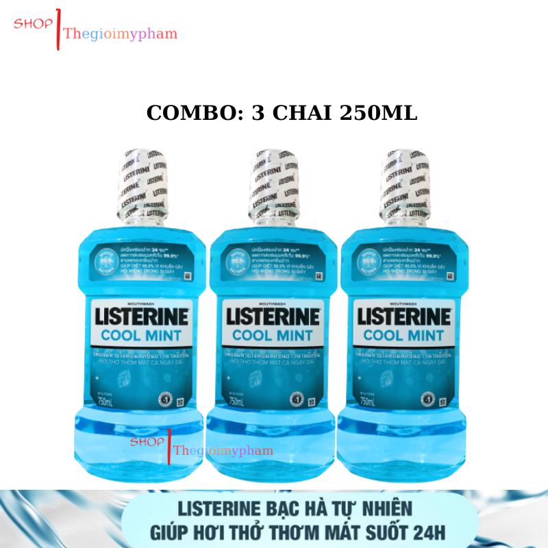 Combo 3 Chai Nước Súc Miệng Listerine Cool Mint 250ml(3x250ml) 0