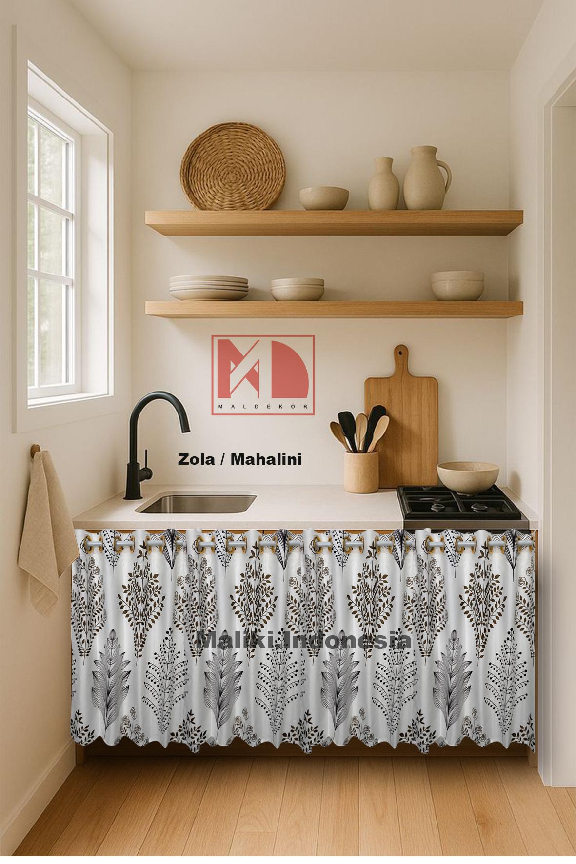 NEW Paket 2 Pcs Gorden Kolong Dapur Ring 12 Lubang Motif Aestetik Korden Katun Curtain