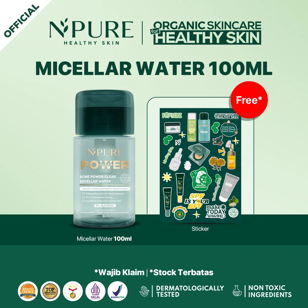 【FREE Sticker】NPURE Acne Power Clear Micellar Water 100ml /Pembersih Wajah / pembersih makeup / npuremicellarwater / npurepowerclear / powerclear / Memudarkan / Membersihkan / Cleanser /Berjerawat / Remover / Cleansing